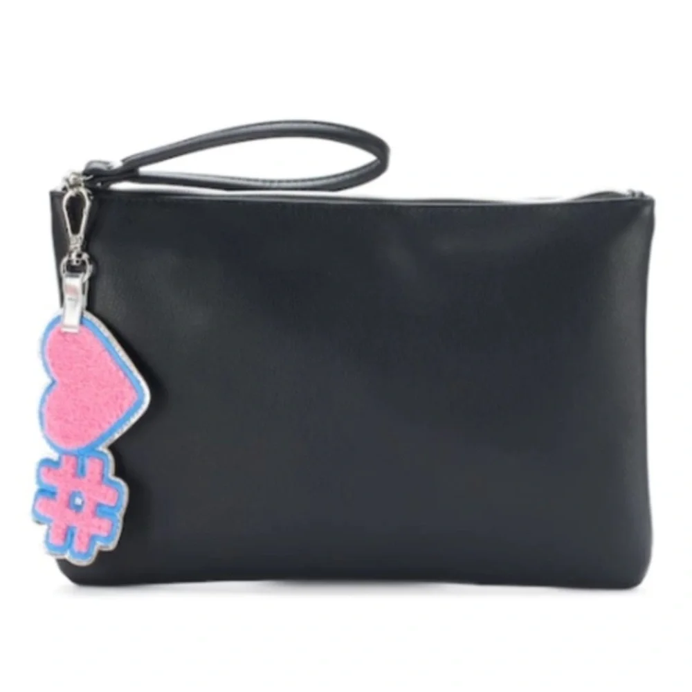 Black wristlet with #heart key chain